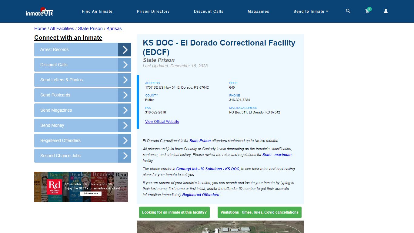 KS DOC - El Dorado Correctional Facility (EDCF) - InmateAid