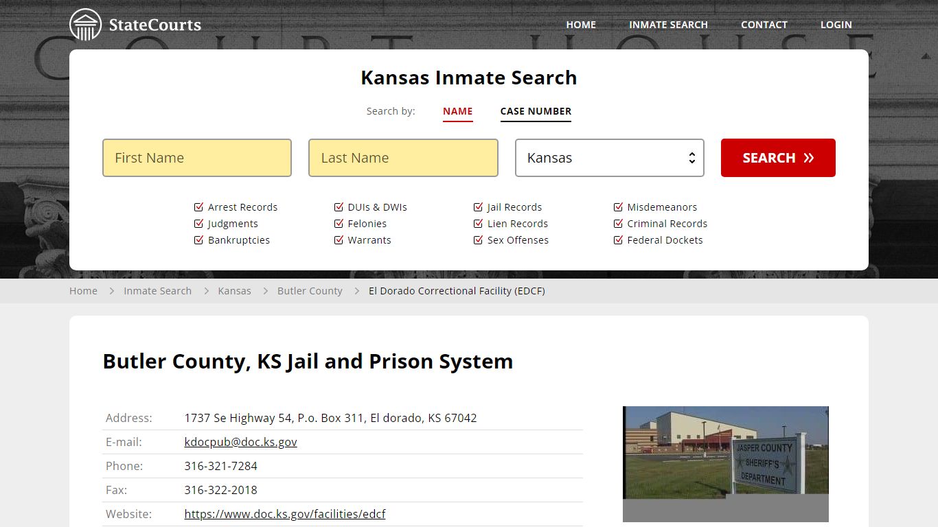 El Dorado Correctional Facility (EDCF) Inmate Records Search, Kansas ...